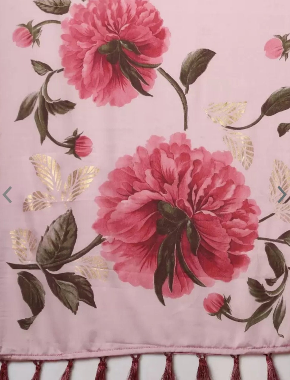 Floral Printed Pure Georgette Saree, Mauve Red and Gold-Toned saree ,Floral printed saree with no border, Saree With FREE Petticoat