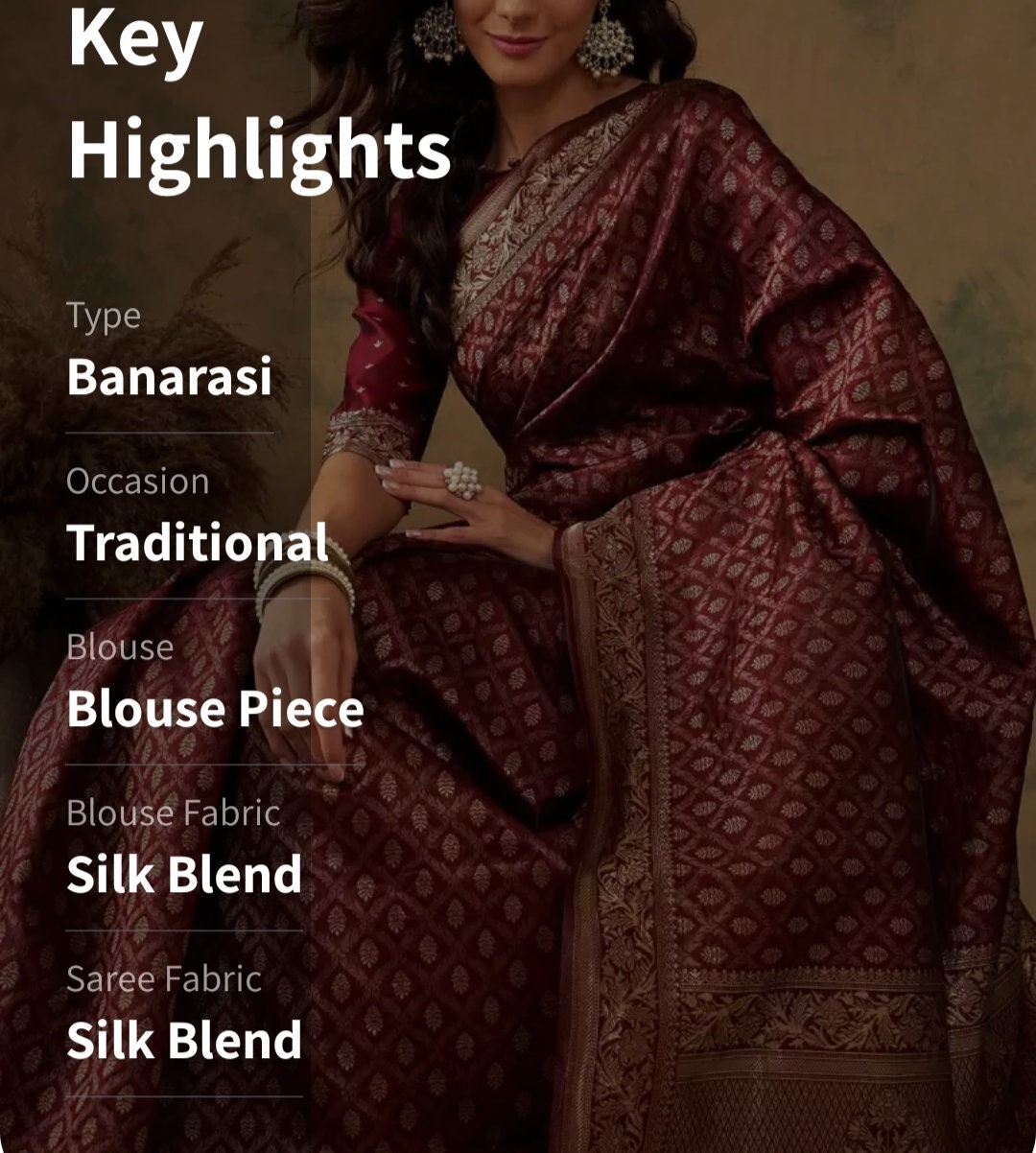 Woven Design Zari Banarasi Saree, Maroon gold-toned saree, Woven design saree with woven design border, Saree With FREE Matching Petticoat