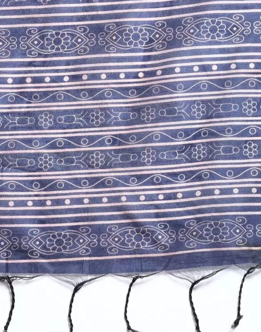 Purple Navy Blue Woven Design Jute Silk Tussar Saree with Elegant Woven Border Silk Ethnic Wedding Partywear Festive and Bridal Occasions