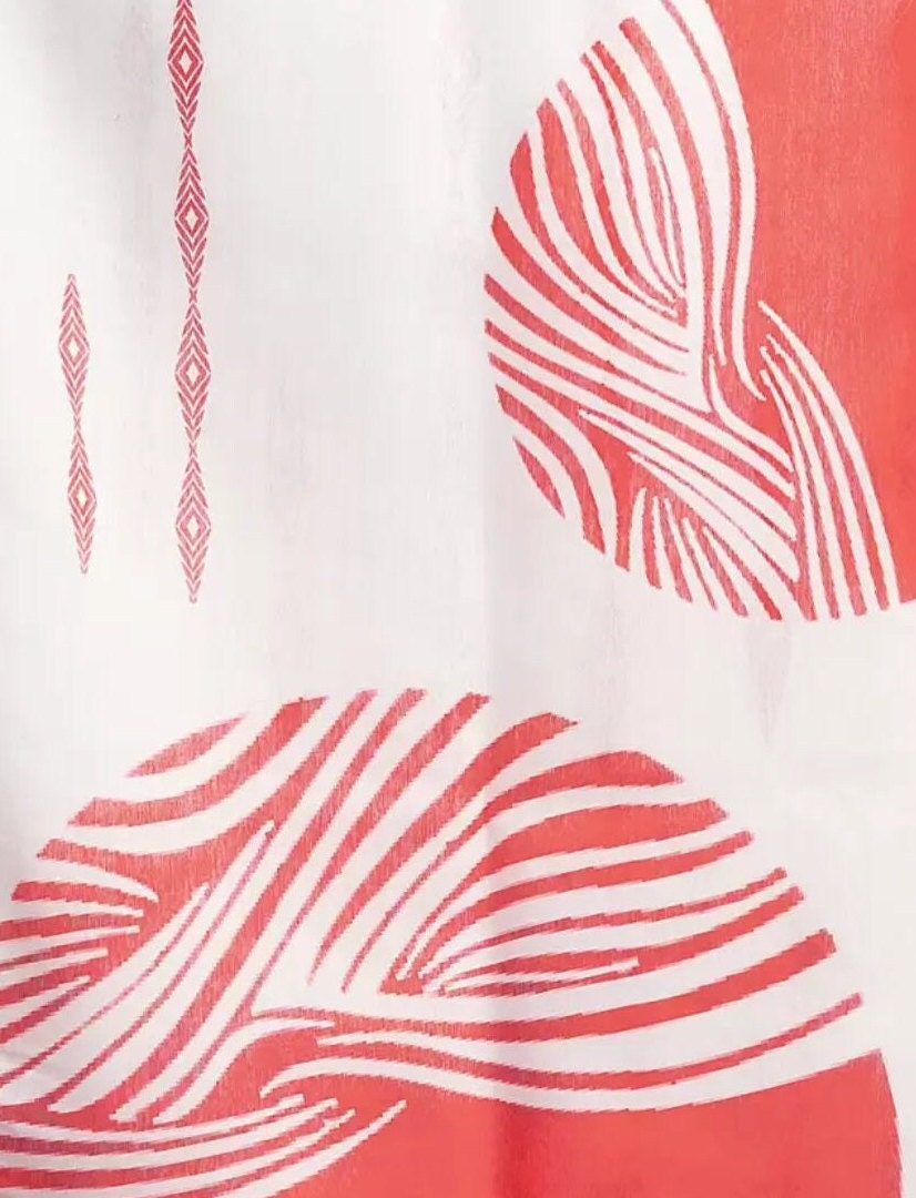 Ethnic Motifs Designer Baluchari Saree in Red White with Printed Border Ideal for Bohemian Style Indian Sari Wedding Guest Festive Occasions