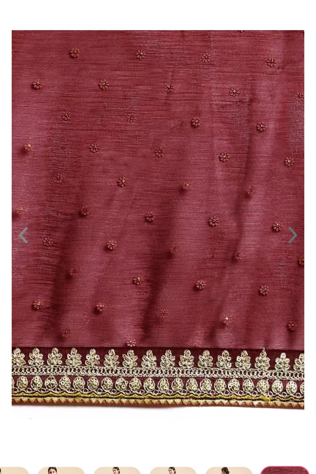 Maroon Floral Zari Poly Chiffon Saree with Embroidered Woven Design Border Perfect for Pooja Wear Partywear Wedding Guest Festive Occasions