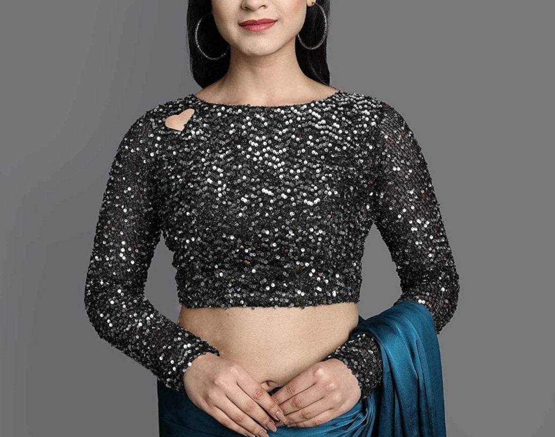 Womens GREY Solid Mysore Satin SILK Saree Sequence Embroidery Blouse piece, Saree With FREE Petticoat