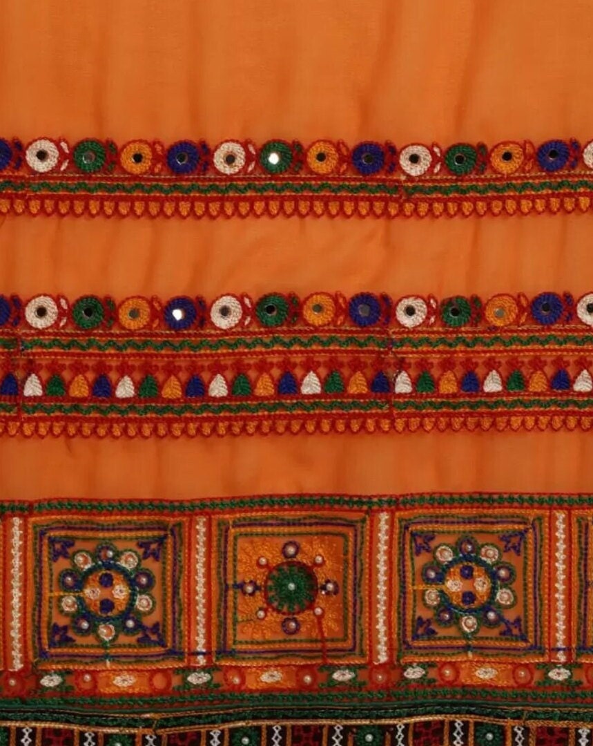Red Orange Embroidered Pure Georgette Bandhani Saree Ethnic Wedding Wear Lightweight Traditional Saree for Women for Pooja Bridal Events