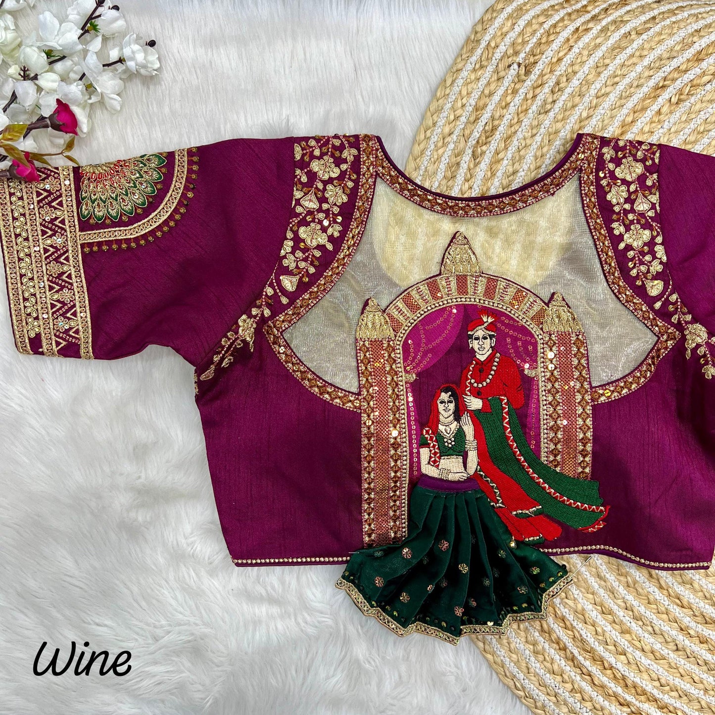 Heavy Embroidery 3D Barbie Work Padded Stitched Blouse Designer Bridal Wedding Blouse Festive Wear Elegant Blouse for Christmas Gift