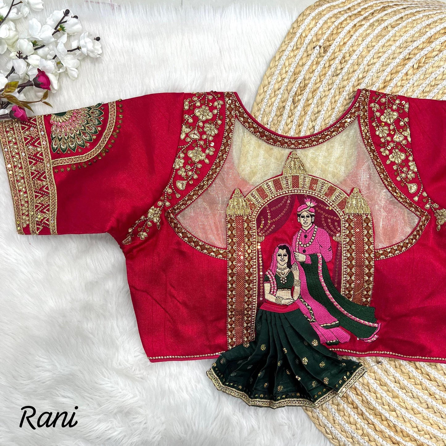 Heavy Embroidery 3D Barbie Work Padded Stitched Blouse Designer Bridal Wedding Blouse Festive Wear Elegant Blouse for Christmas Gift