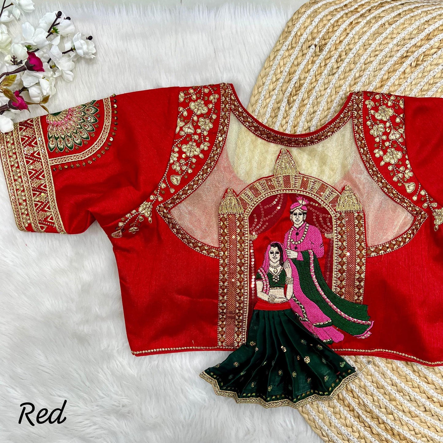 Heavy Embroidery 3D Barbie Work Padded Stitched Blouse Designer Bridal Wedding Blouse Festive Wear Elegant Blouse for Christmas Gift