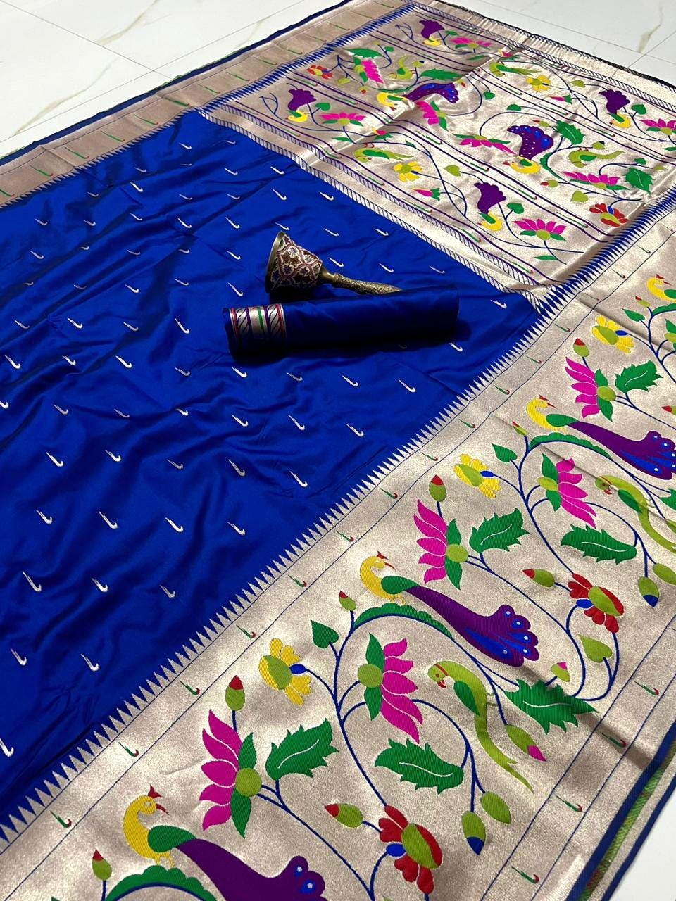 Exquisite Soft Kanchivaram Pethani Silk Saree with Pure Zari Detailing Indian Wear Christmas Gift