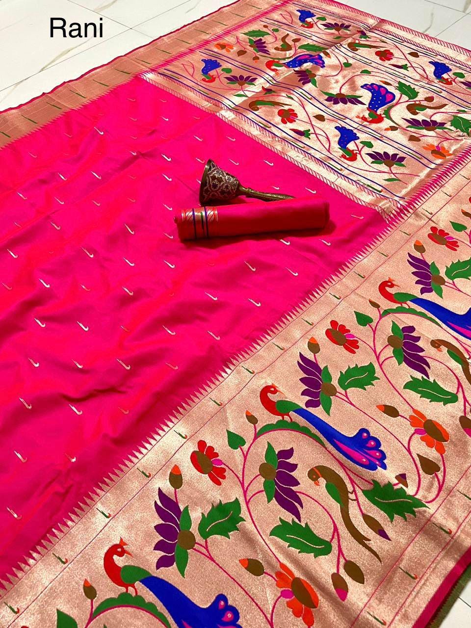 Exquisite Soft Kanchivaram Pethani Silk Saree with Pure Zari Detailing Indian Wear Christmas Gift