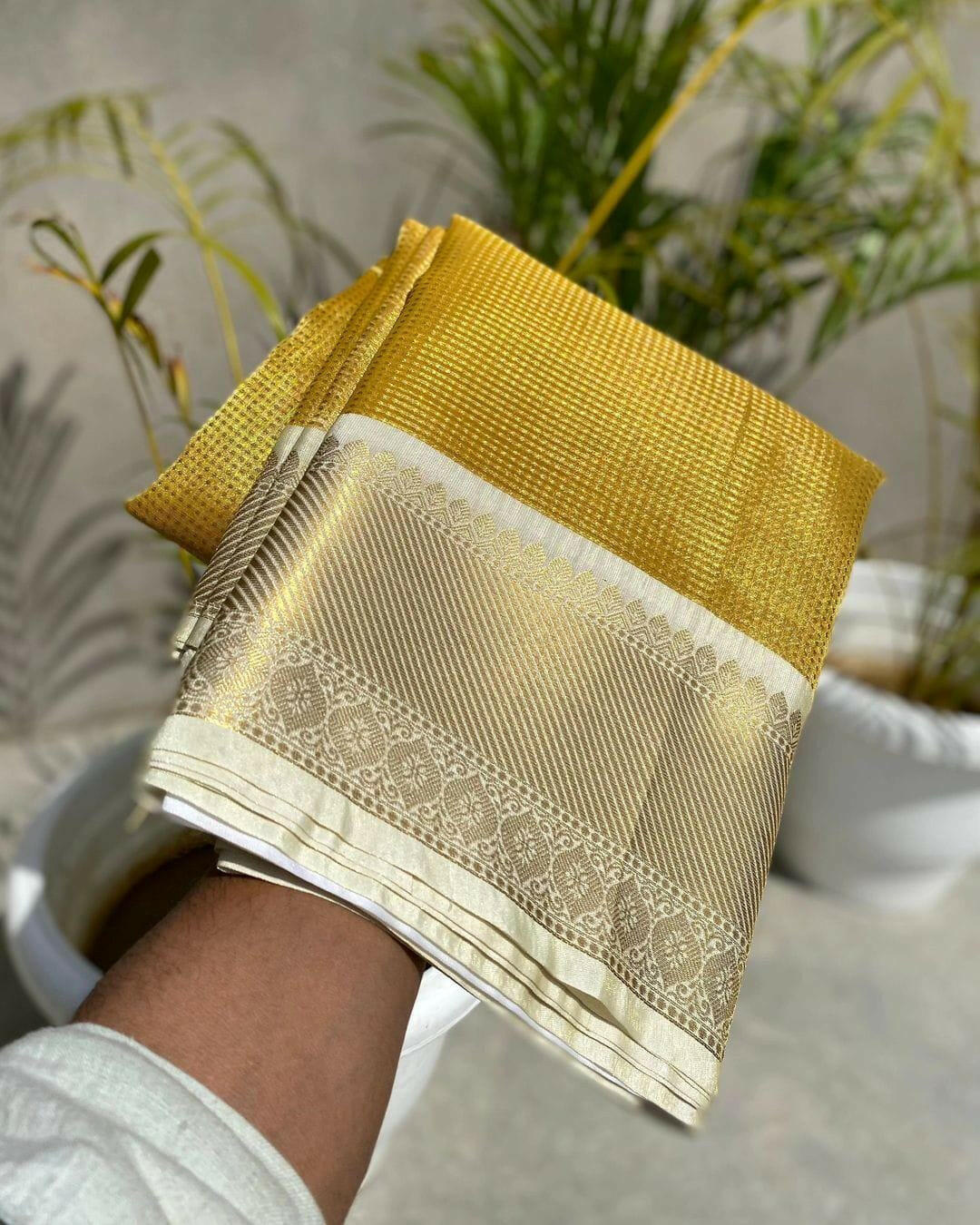 YELLOW TISSUE SILK Zari Banarasi Saree - Woven Design Bridal Saree with Designer Border | Christmas Gift | Traditional Indian Wedding Wear