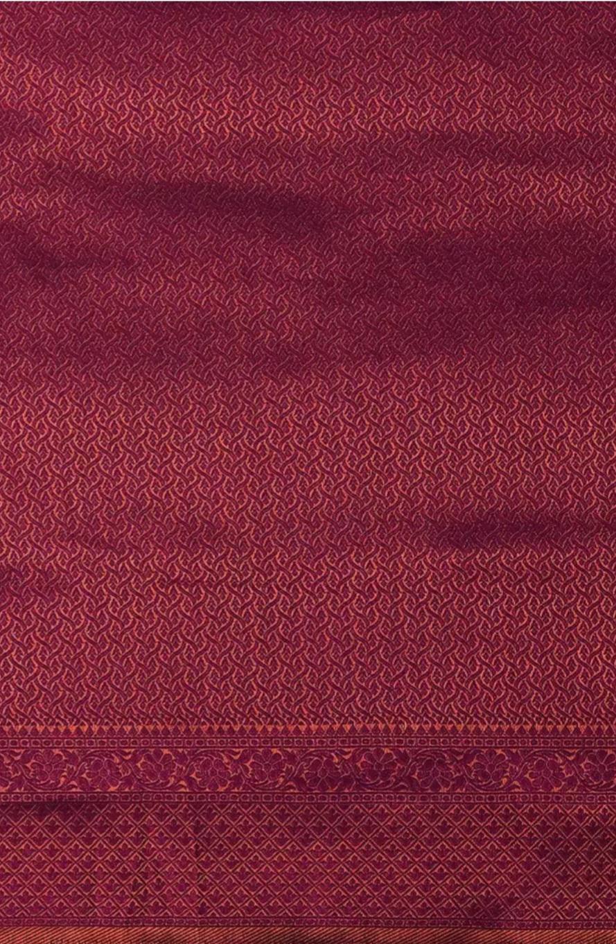 Purple Gold Toned Kanjeevaram Saree with Woven Zari Design Border Luxury Handwoven Pure Georgette – Perfect for Pooja Traditional Occasions