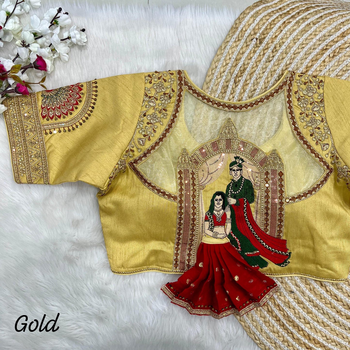 Heavy Embroidery 3D Barbie Work Padded Stitched Blouse Designer Bridal Wedding Blouse Festive Wear Elegant Blouse for Christmas Gift