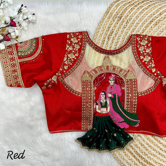 Heavy Embroidery 3D Barbie Work Padded Stitched Blouse Designer Bridal Wedding Blouse Festive Wear Elegant Blouse for Christmas Gift
