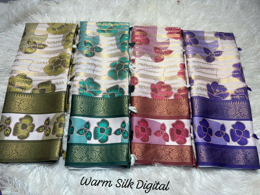 Pure Warm Silk Kota Saree with Full Zari Jacquard Weaving, Digital Print, Tassel Pallu, Ethnic Wear for Wedding & Parties, Christmas Gift