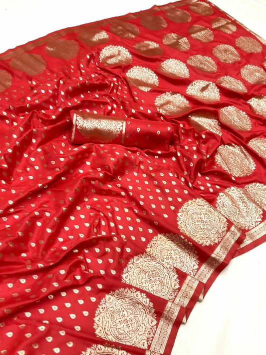 Soft Banarasi Silk Saree with Self Weaving Design & Zari Rich Pallu | Elegant Party Wear Saree with Unique Blouse, Best Gift for Christmas